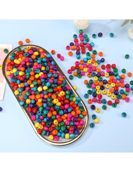 400 Cuentas de Madera de Colores 12mm MAZVYLF para Manualidades