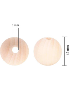 560 Perlas Redondas de Madera Natural FXSALE 12 mm para Manualidades 2