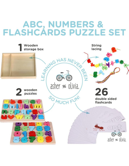 Rompecabezas de Alfabeto y Números de Madera Asher & Olivia