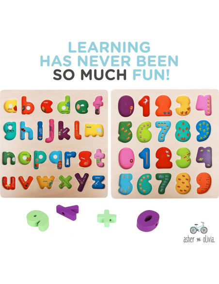 Rompecabezas de Alfabeto y Números de Madera Asher & Olivia