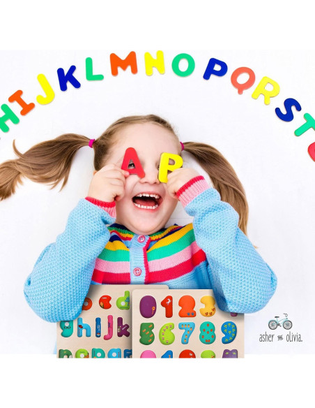 Rompecabezas de Alfabeto y Números de Madera Asher & Olivia