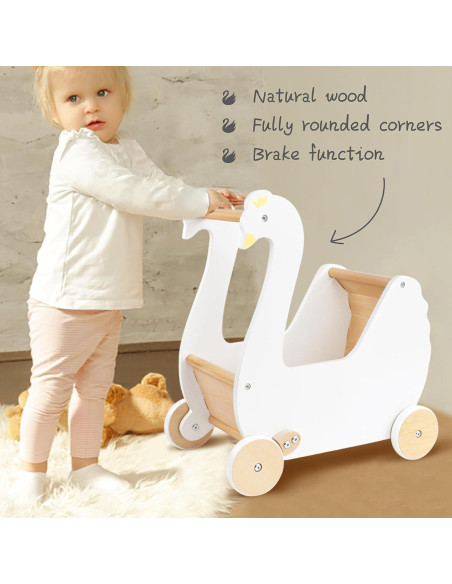 Carrito de Muñecas de Madera Pillowhale Cisne 2.25 kg