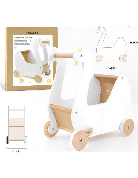 Carrito de Muñecas de Madera Pillowhale Cisne 2.25 kg