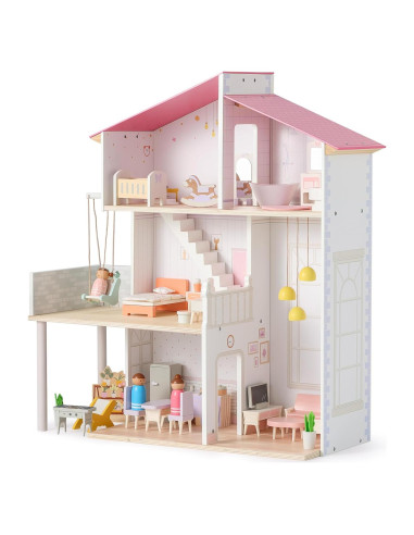 Casa de Muñecas de Madera SainSmart Jr. 3 Pisos 37 Piezas