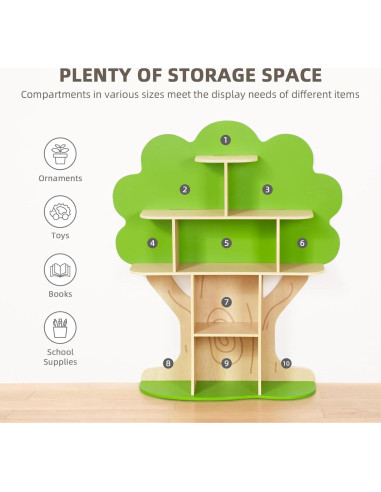 Estantería en forma de árbol OOOK para niños, 10 secciones