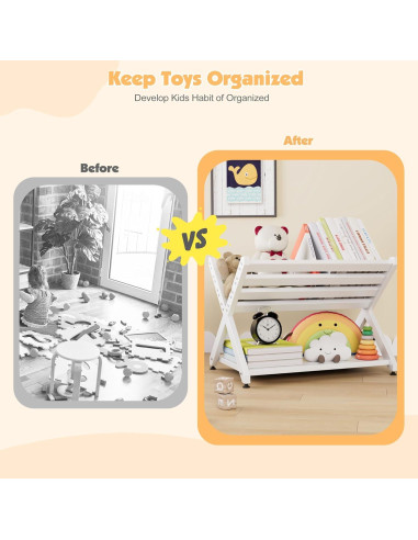 Caddy de Libros Naches Blanco en Forma de X para Niños 55x42x33 cm