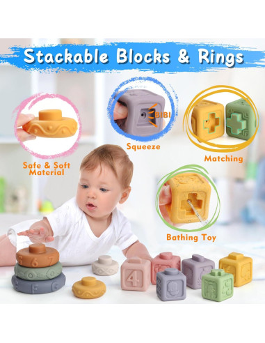 Juego de Juguetes Montessori 5 en 1 Vinlon para Bebés 6+ meses