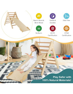Escalador Triangular Montessori Costzon con Rampa Ajustable 2
