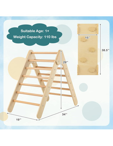 Escalador Triangular Montessori Costzon con Rampa Ajustable