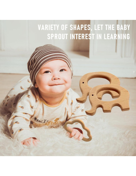 Set de 12 Mordedores de Madera Natural para Bebés - Juguetes Educativos
