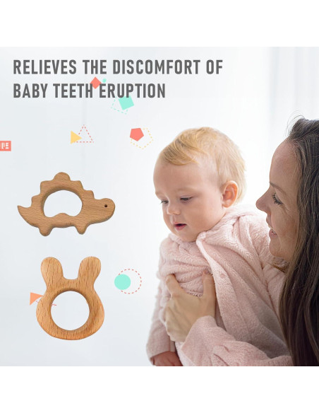 Set de 12 Mordedores de Madera Natural para Bebés - Juguetes Educativos