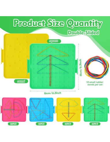 Tableros Geométricos Matemáticos Lenwen 40 Pcs 16x16 cm