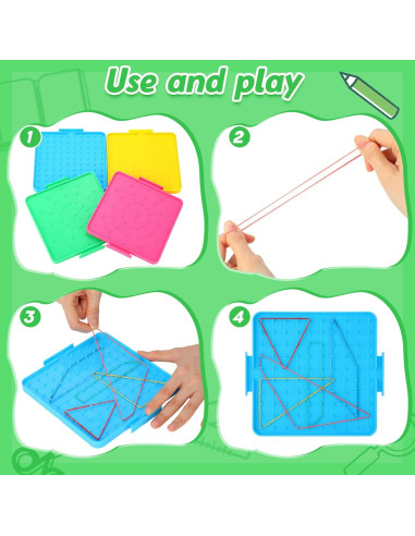 Tableros Geométricos Matemáticos Lenwen 40 Pcs 16x16 cm