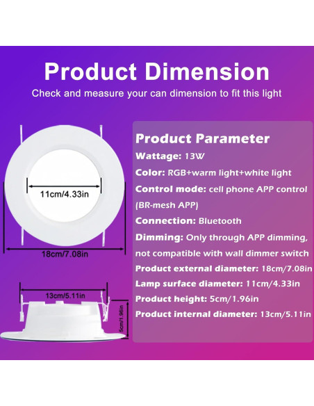 Luces LED Empotradas RGBW 12 Pack 13W 1050LM Compatible Alexa Luces LED Empotradas RGBW 12 Pack 13W 1050LM Compatible Alexa