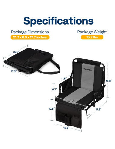 Asiento de Estadio Plegable VIVOHOME con Soporte y Cojín