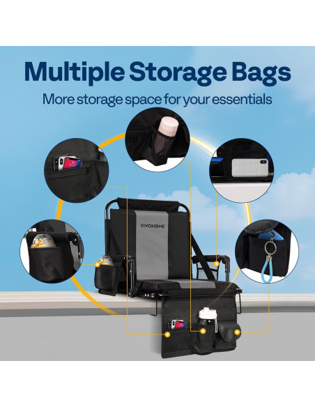 Asiento de Estadio Plegable VIVOHOME con Soporte y Cojín