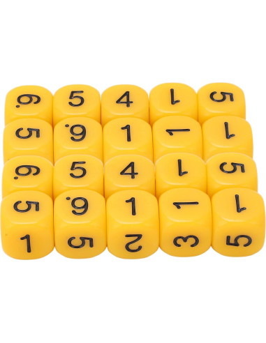 Juego de Dados Numéricos Cosiki - 20 Dados Plásticos Amarillo