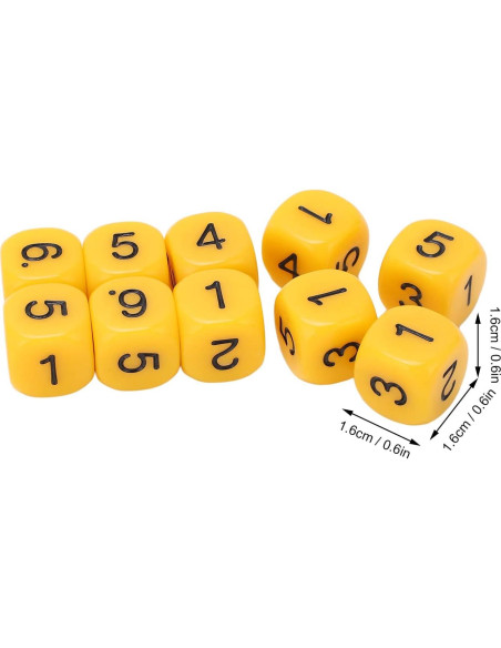 Juego de Dados Numéricos Cosiki - 20 Dados Plásticos Amarillo