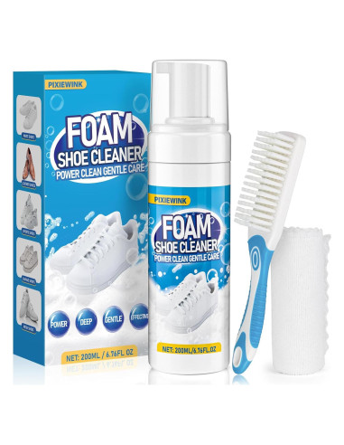 Kit de Limpieza de Zapatos PIXIEWINK 200ml con Cepillo y Toalla