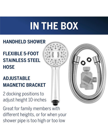 Cabezal de Ducha de Mano Waterpik QMK-753ME Ajustable 7 Modos