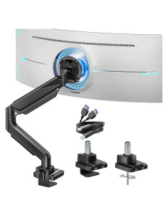 Brazo de Monitor ARES WING Ajustable 13"-49" Negro con USB