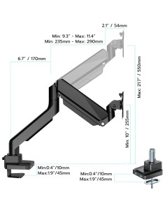 Brazo de Monitor ARES WING Ajustable 13"-49" Negro con USB 2