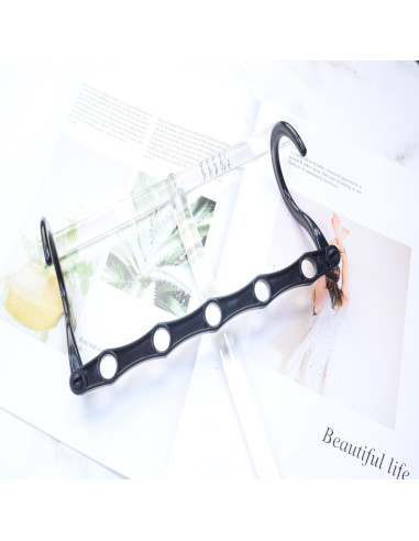 Paquete de 8 Perchas Ahorra Espacio WONGPERG Plástico Negro