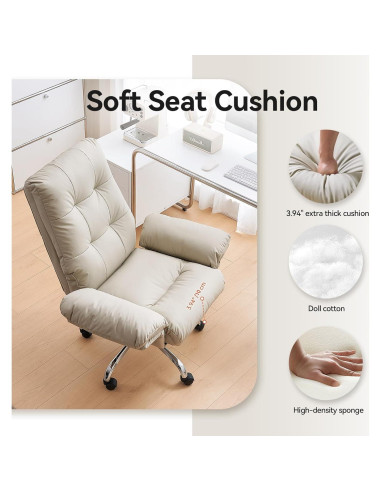 Silla de Oficina EMIAH YMX-C590 Beige Reclinable con Reposapiés