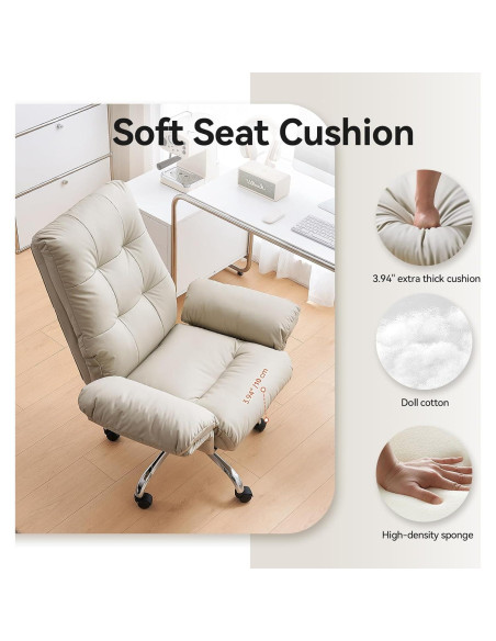 Silla de Oficina EMIAH YMX-C590 Beige Reclinable con Reposapiés