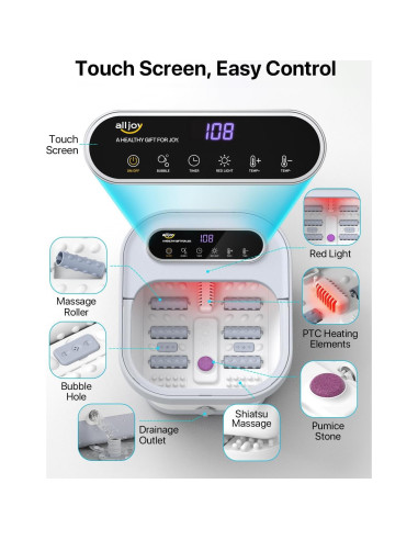 Masajeador de pies ALLJOY con calor y burbujas, plegable