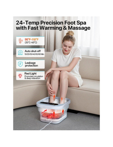 Masajeador de pies ALLJOY con calor y burbujas, plegable