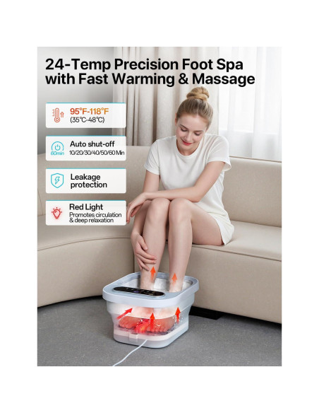 Masajeador de pies ALLJOY con calor y burbujas, plegable