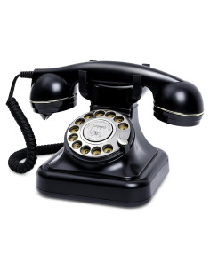 Teléfono de Línea Fija Retro HMCH con Timbre Mecánico y Disco Rotatorio