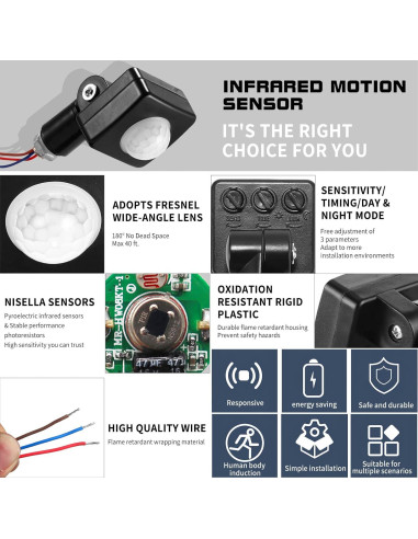 Interruptor de Movimiento PIR ONEVER 110V para Luz Solar Exterior