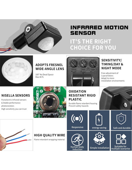 Interruptor de Movimiento PIR ONEVER 110V para Luz Solar Exterior