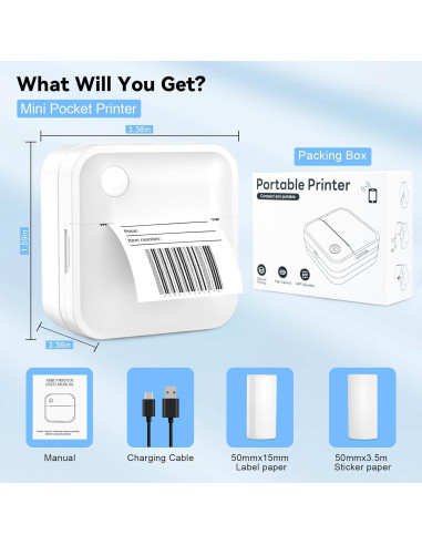 Impresora Térmica de Etiquetas Bluetooth INVISEN D1 - Mini 50mm