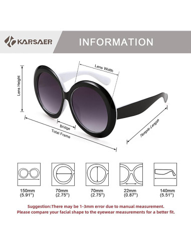 Gafas de sol redondas Karsaer UV400 grandes unisex