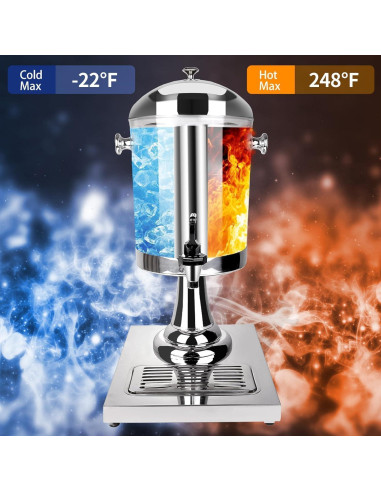 Dispensador de Bebidas FULIYE.GZ 8.34L Acero Inoxidable y Acrílico