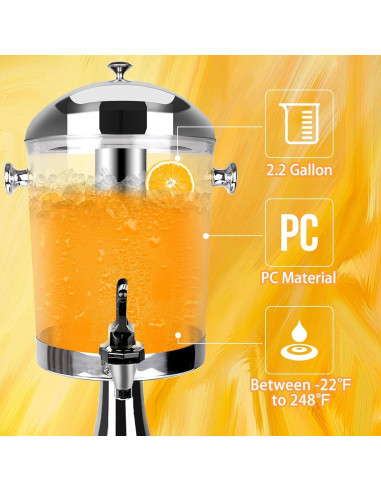 Dispensador de Bebidas FULIYE.GZ 8.34L Acero Inoxidable y Acrílico