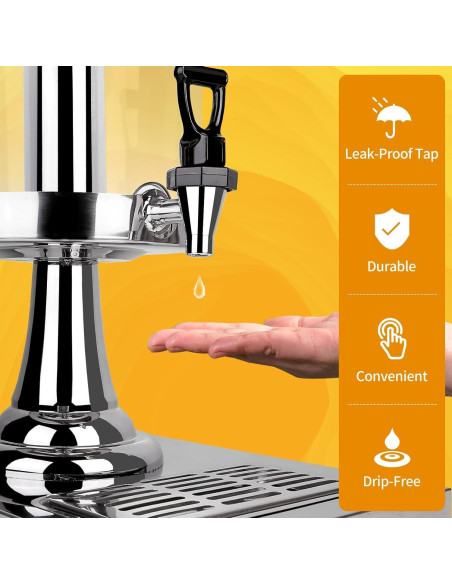 Dispensador de Bebidas FULIYE.GZ 8.34L Acero Inoxidable y Acrílico