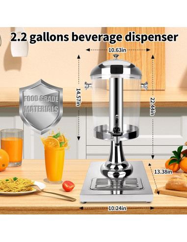 Dispensador de Bebidas FULIYE.GZ 8.34L Acero Inoxidable y Acrílico