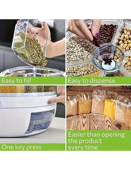 Contenedor de Almacenamiento de Granos Wnnideo 20L 6 Compartimentos