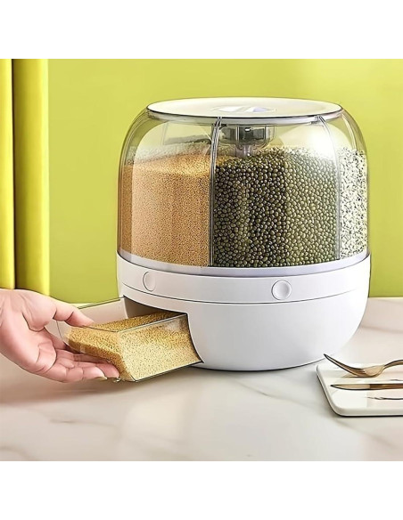 Contenedor de Almacenamiento de Granos Wnnideo 20L 6 Compartimentos