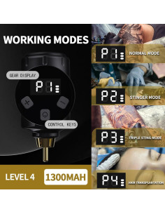 Kit de Tatuaje Inalámbrico NBTA2 con 2 Baterías y Accesorios 2