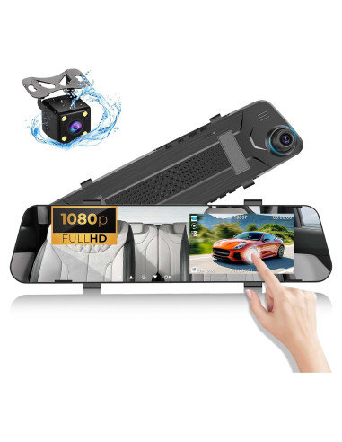 CAMECHO Cámara Espejo 4.5" Dash Cam 1080P Doble Lente