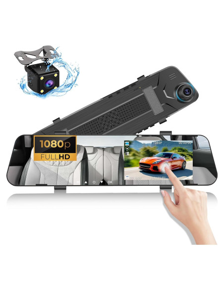 CAMECHO Cámara Espejo 4.5" Dash Cam 1080P Doble Lente