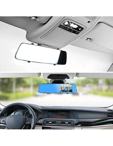 CAMECHO Cámara Espejo 4.5" Dash Cam 1080P Doble Lente