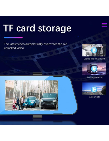 CAMECHO Cámara Espejo 4.5" Dash Cam 1080P Doble Lente