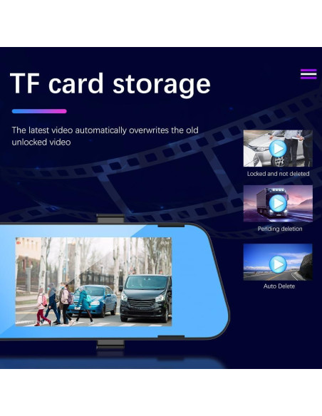 CAMECHO Cámara Espejo 4.5" Dash Cam 1080P Doble Lente