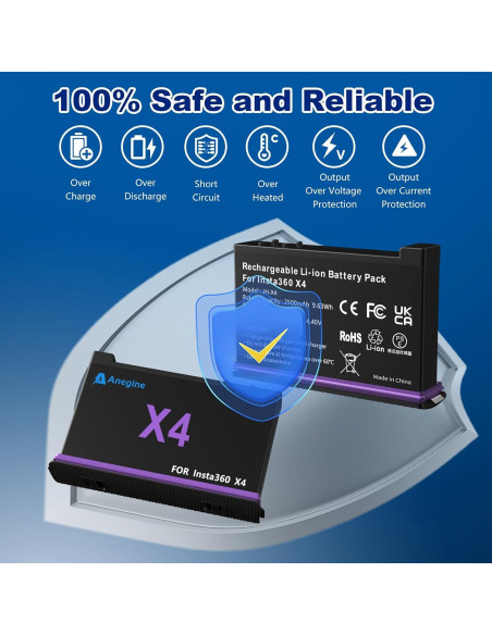 Batería Anegine X4 2500mAh y Cargador Rápido 3 Canales para Insta360 X4